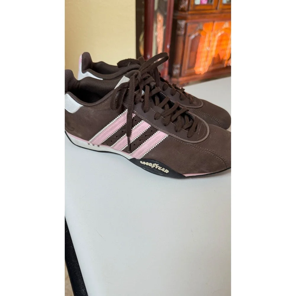 Y2K Adidas Goodyear Women's size 9 Sneakers Trainers Shoes Racing Brown And Pink